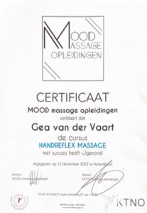 Certificaat cursus handreflexmassage MOOD
